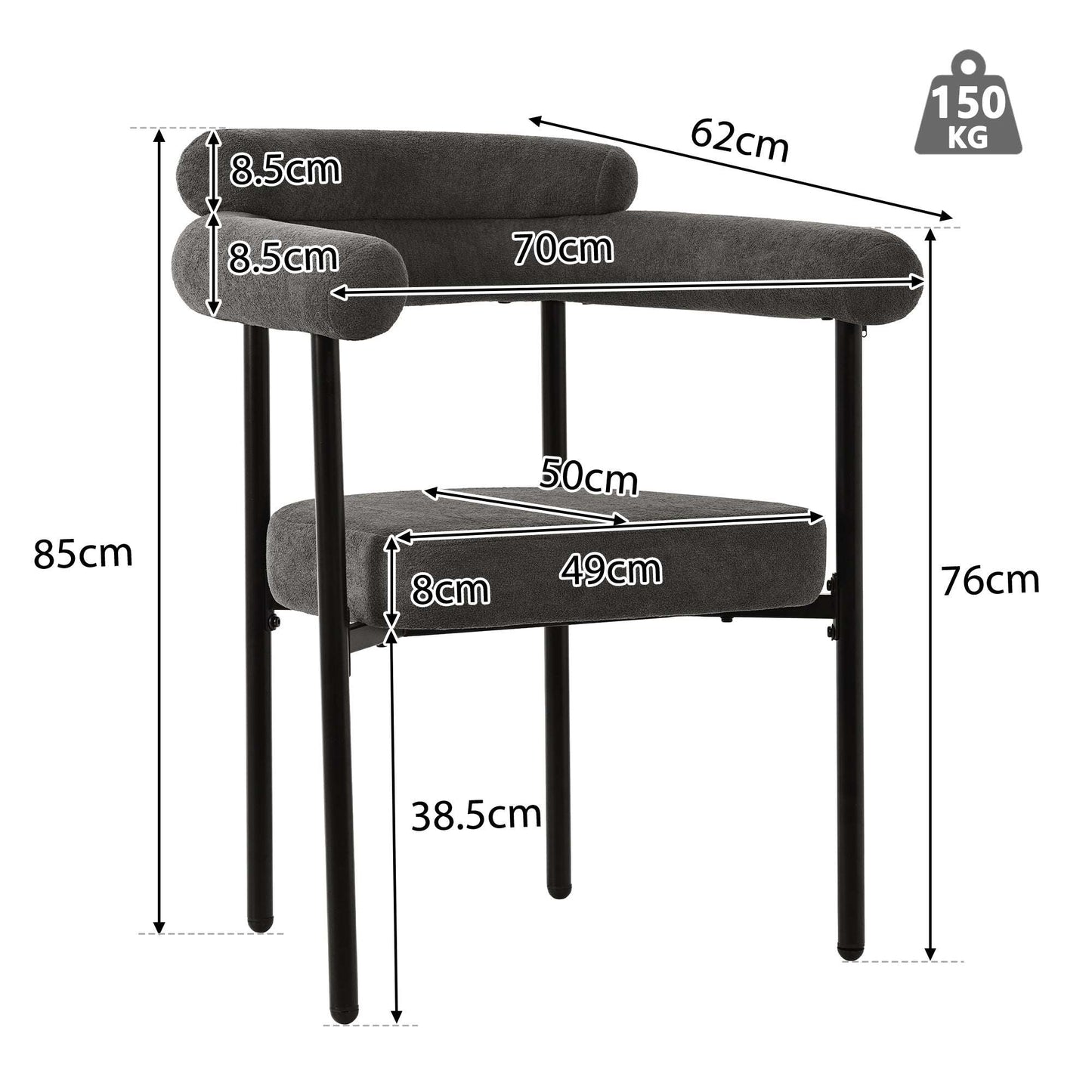 Modern Dining Chairs Set Of 2, Faux Suede Upholstered Armchairs,Comfortable Armrest Dining Chairs For Kitchen, Dining Room, Living Room, Multiple Colour Options