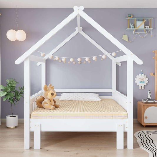 3ft White Wooden Single Bed with Pull‑Out Trundle