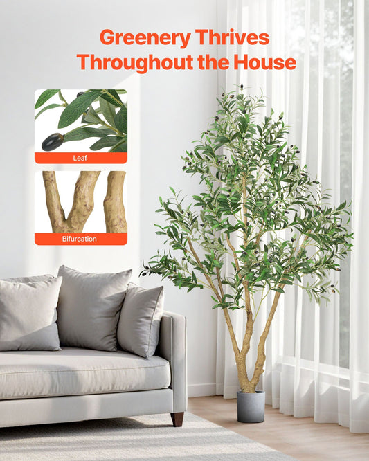 Living room with a plant and a leaflet on the wall, text 'Greenery Thrives Throughout the House'.UK-24BIZHUB