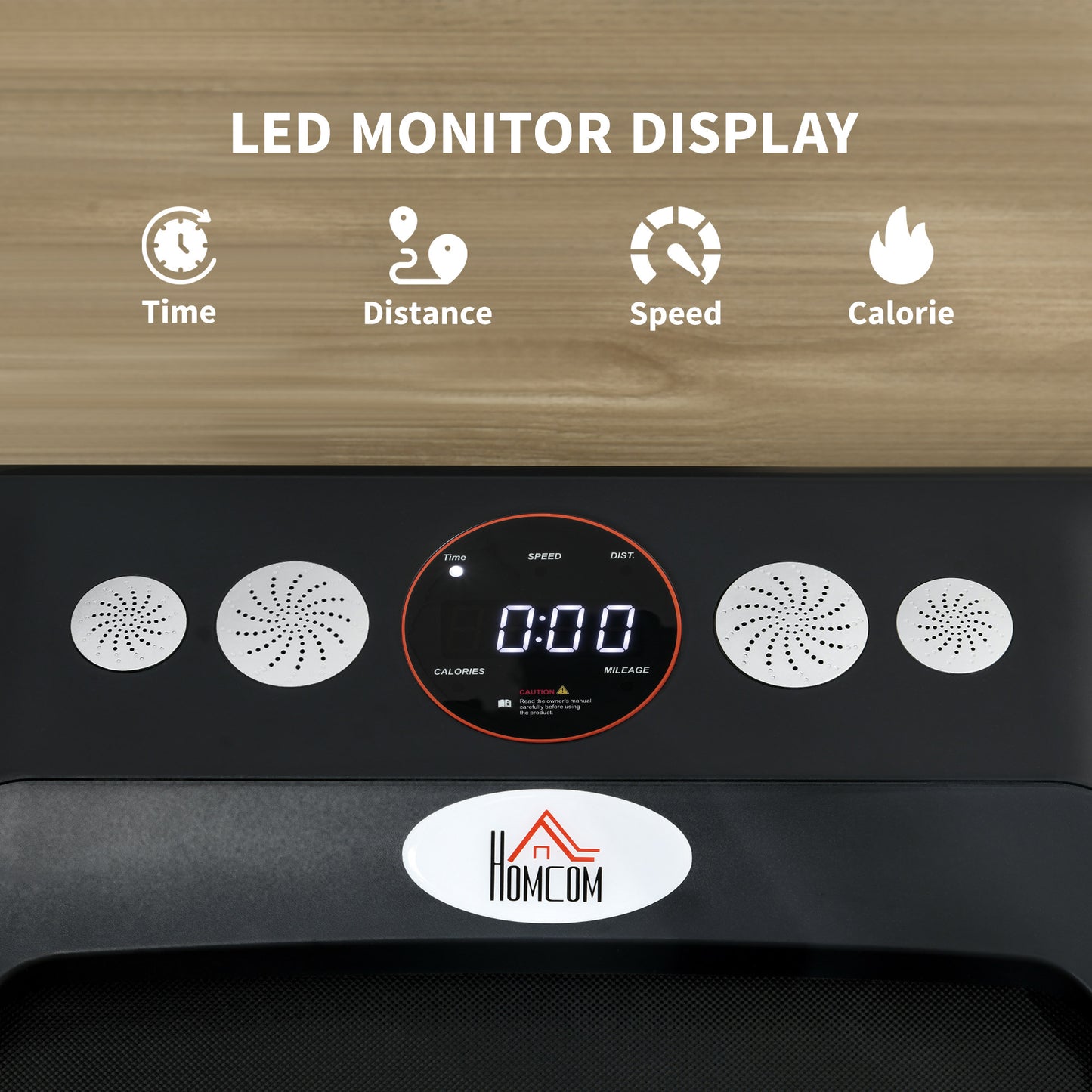 Foldable Walking Treadmill, With LED Display And Wheels, For Home, Office, Gym, Blue