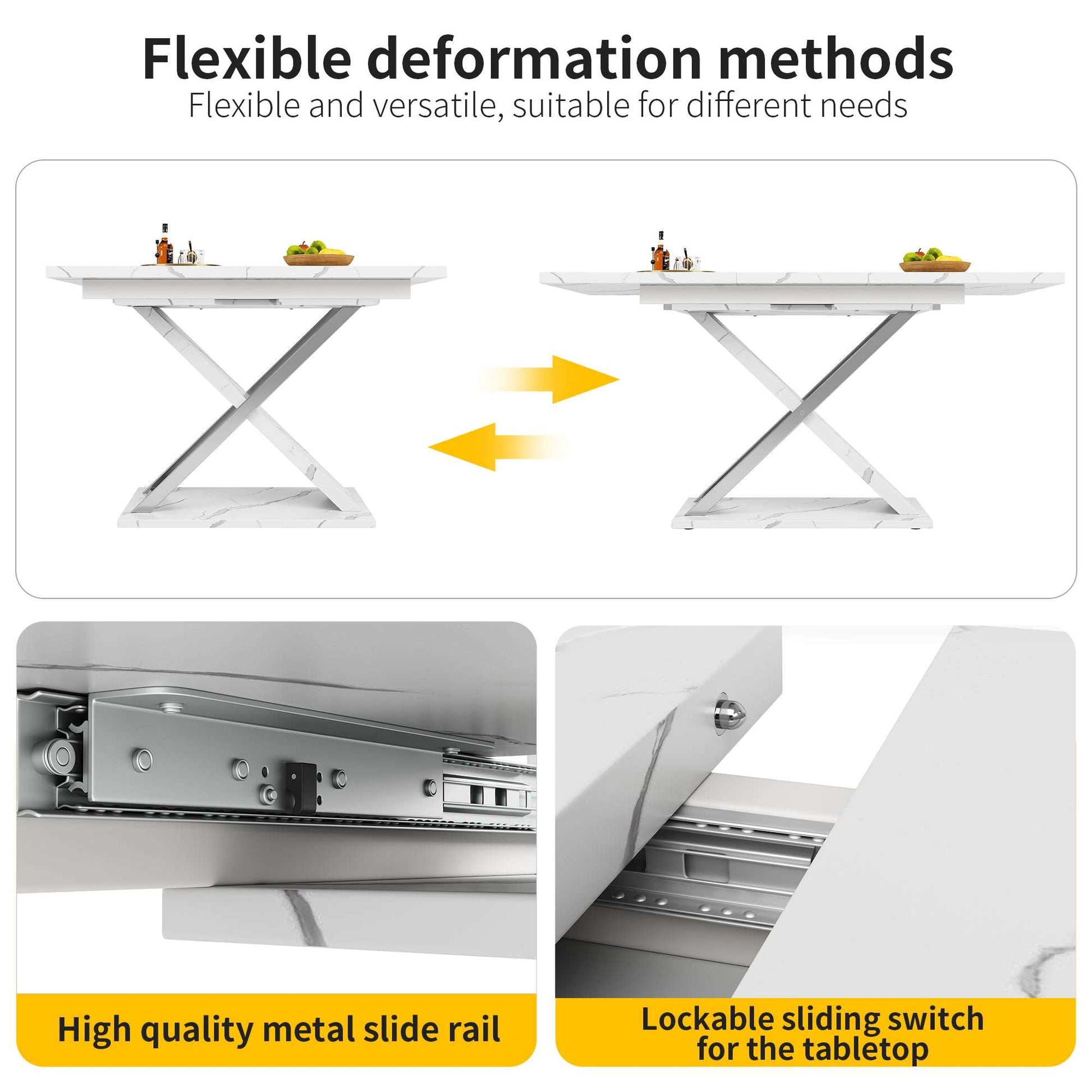 Extendable Dining Table 118-157 X 75 Cm, Kitchen Living Room Table, Side Table, Dining Table With Cross Legs, Minimalist Dining Table