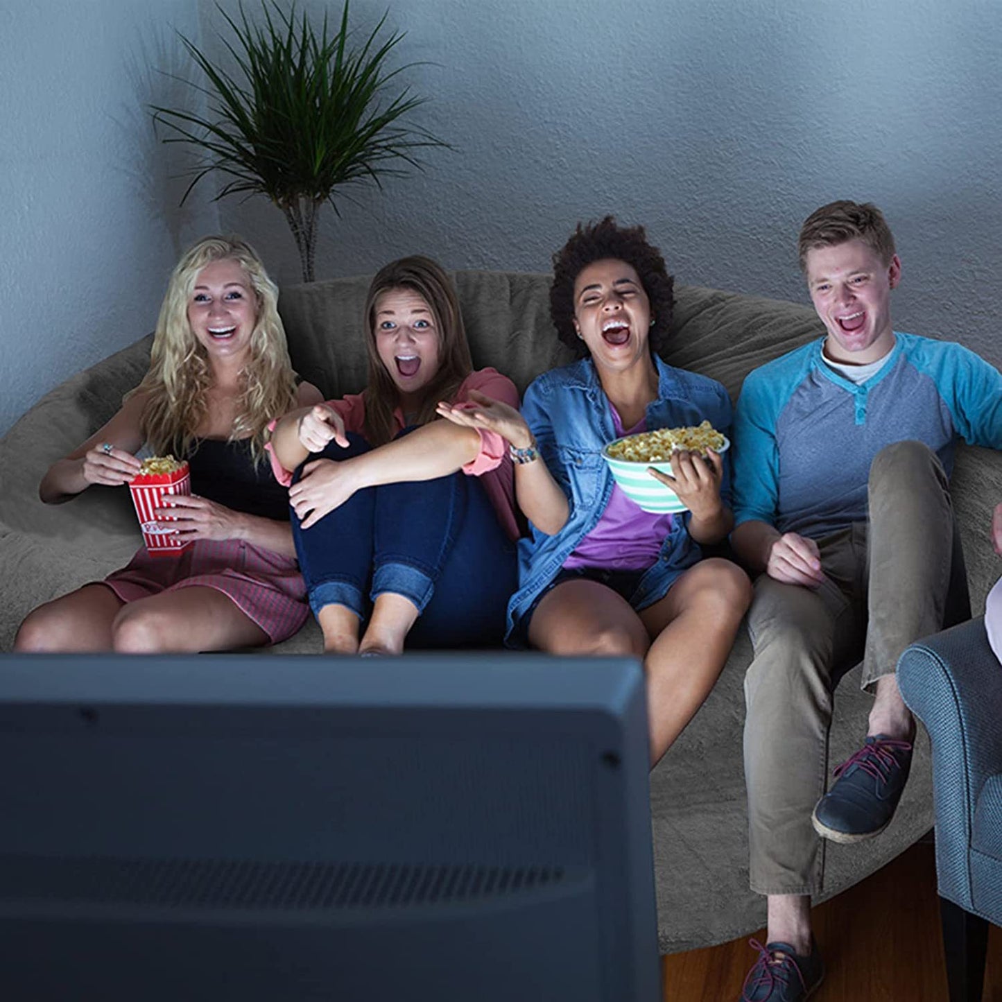 CloudFluff 6ft Giant Bean Bag Cover – Light Grey PV Velvet (Cover Only)