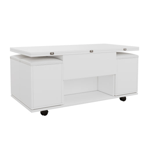 White Lift‑Top Coffee Table with Hidden Storage – Modern Living Room Furniture