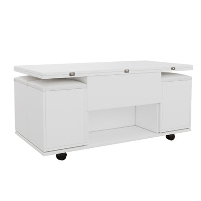 White Lift‑Top Coffee Table with Hidden Storage – Modern Living Room Furniture