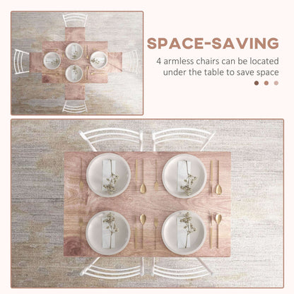 Five-Piece Compact Dining Table And Chairs Set - Brown/White