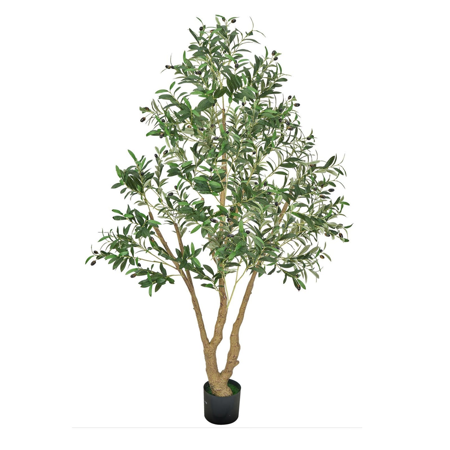Artificial olive tree with green leaves on a white background