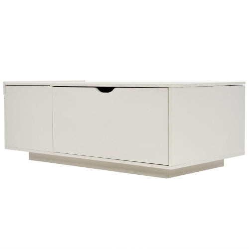 Lift-Up Coffee Table – White Wooden Sofa End Table with Drawer