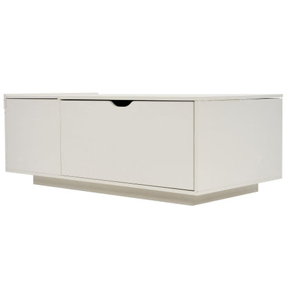 Lift-Up Coffee Table – White Wooden Sofa End Table with Drawer