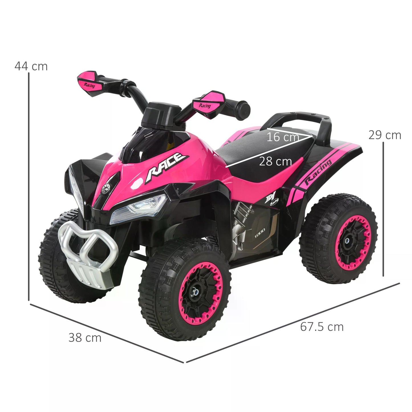 Pink 4‑Wheel Ride‑On Toy Motorcycle for Toddlers (18–36 Months)