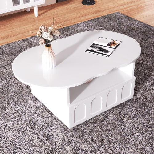 Cloud Coffee Table with Drawer & Shelf