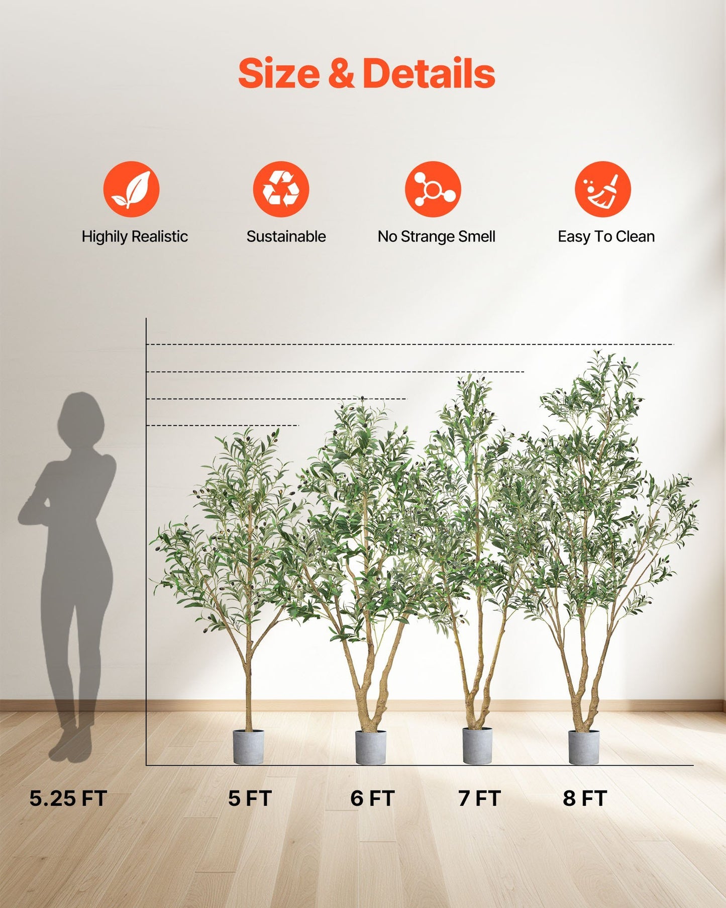 Athena 180cm Artificial Olive Tree in Black Pot | Tall Lifelike Faux Plant with Realistic Trunk, Leaves & Fruits for Living Room, Office & Hallway Decor