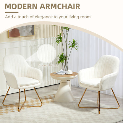 Set Of Two Sherpa Fleece Dining Chairs - Cream