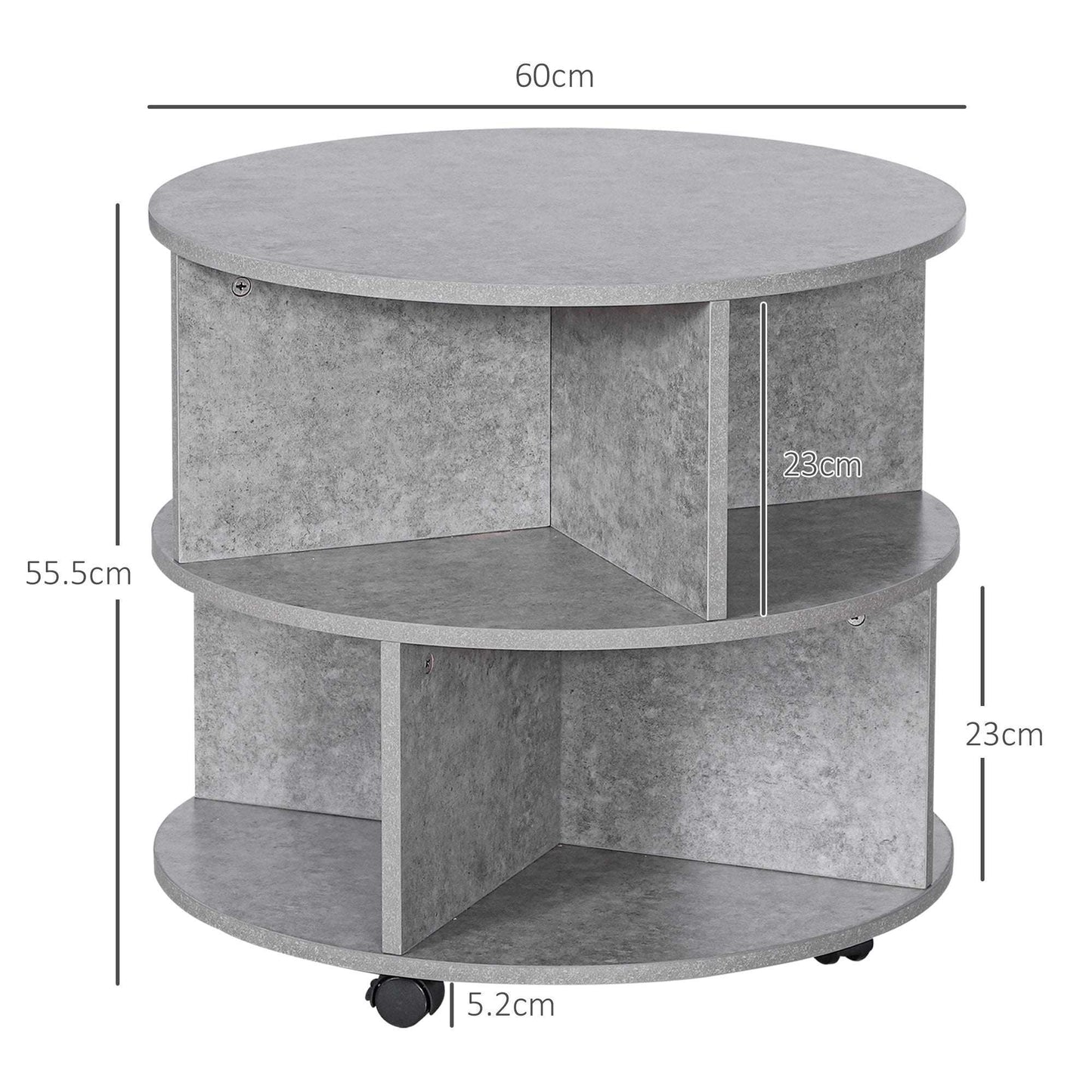 Amali Coffee Table with Wheels – Cement Colour
