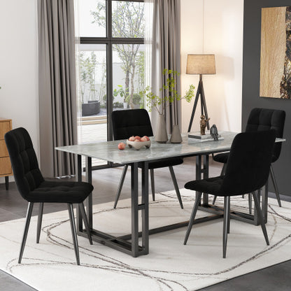 Aura Velvet Dining Chairs – Set of 4 (Dark Grey)