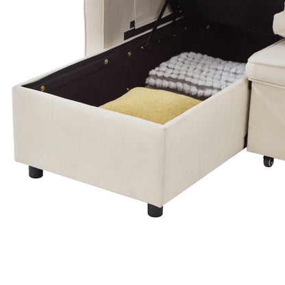 L‑Shaped Pull‑Out Sofa bed with Storage & USB