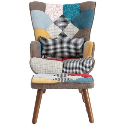 Chroma Pop Accent Chair & Ottoman – Multi‑Colour