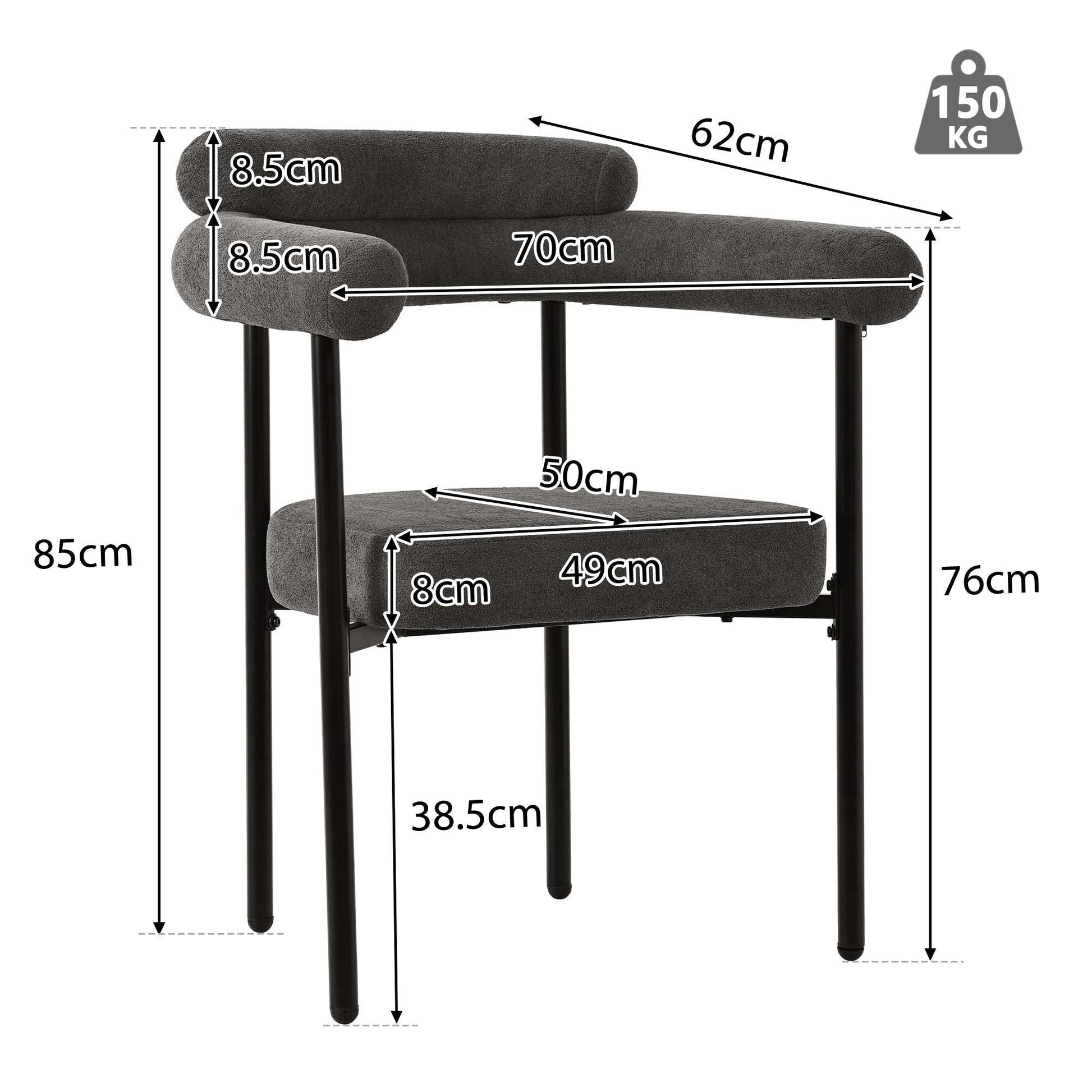 Modern Dining Chairs Set Of 2, Faux Suede Upholstered Armchairs,Comfortable Armrest Dining Chairs For Kitchen, Dining Room, Living Room, Multiple Colour Options