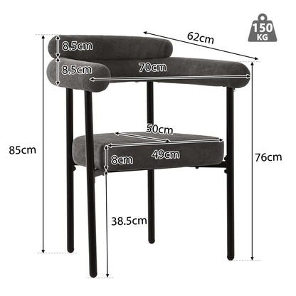 Modern Dining Chairs Set Of 2, Faux Suede Upholstered Armchairs,Comfortable Armrest Dining Chairs For Kitchen, Dining Room, Living Room, Multiple Colour Options