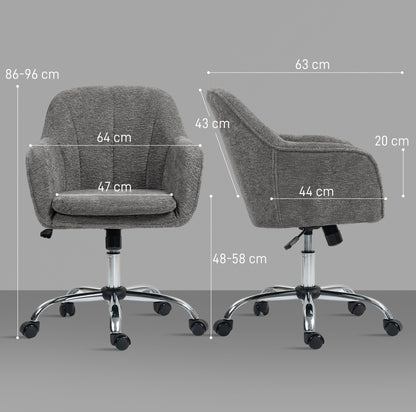 Velvet-Feel Office Chair - Grey