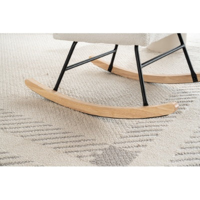 Serenity Glide Upholstered Rocking Chair – White Fabric Recliner with Cushion