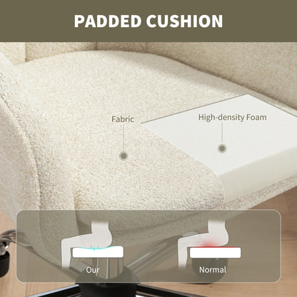 Velvet-Feel Office Chair - Beige