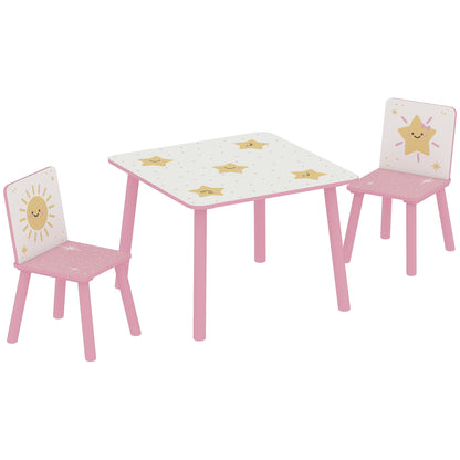 3‑Piece Pink Toddler Table & Chair Set – Kids Table with 2 Chairs