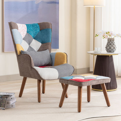 Chroma Pop Accent Chair & Ottoman – Multi‑Colour