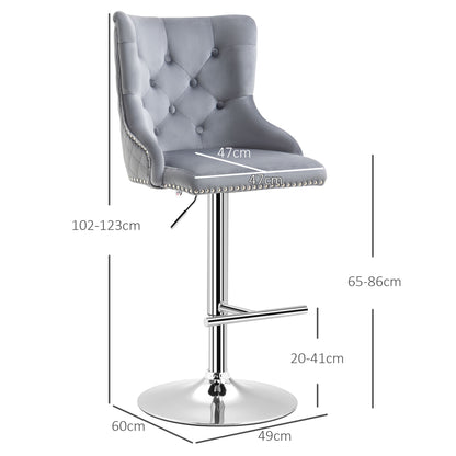 Velvet Swivel Bar Stools – Set of 2 (Grey)