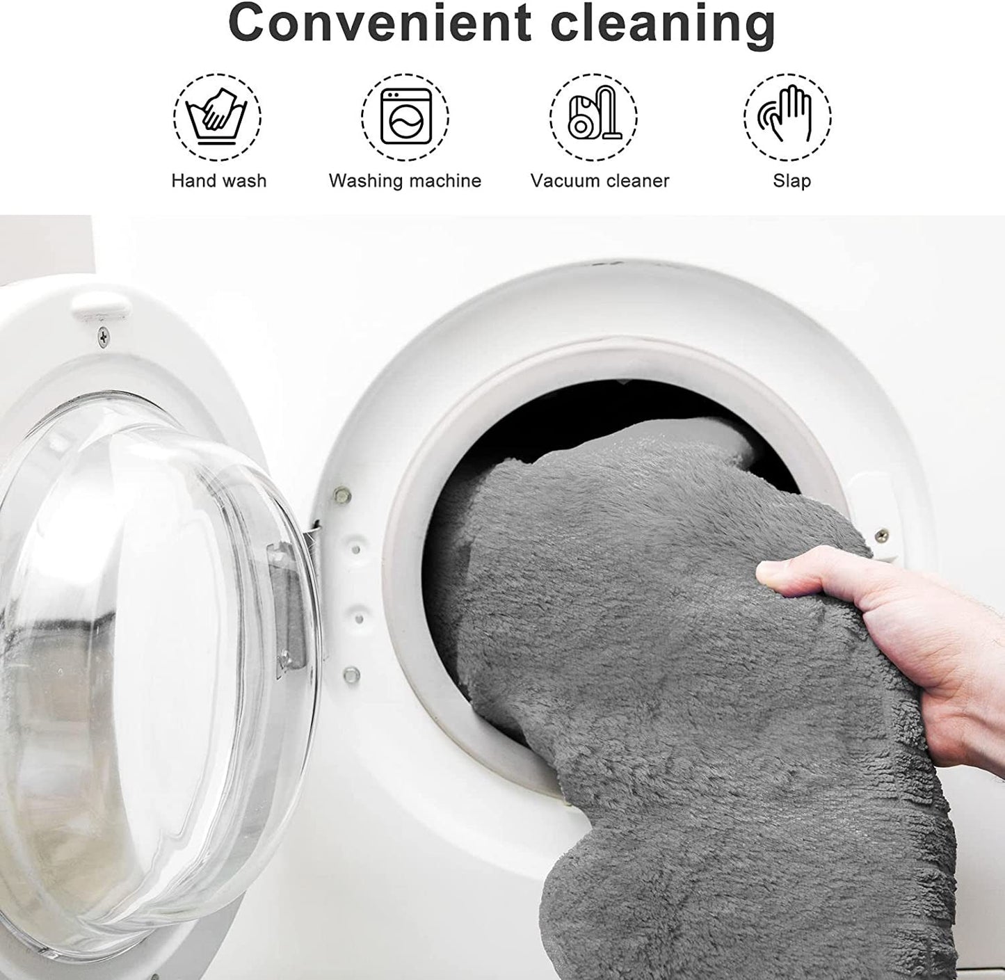 CloudFluff 6ft Giant Bean Bag Cover – Light Grey PV Velvet (Cover Only)