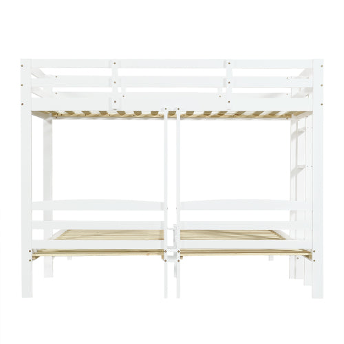 Bunk Bed Triple Sleeper With Side Ladder For Children And Teens 3FT, White 90x190cm,90x200cm  Mattress Not Included