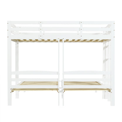 Bunk Bed Triple Sleeper With Side Ladder For Children And Teens 3FT, White 90x190cm,90x200cm  Mattress Not Included