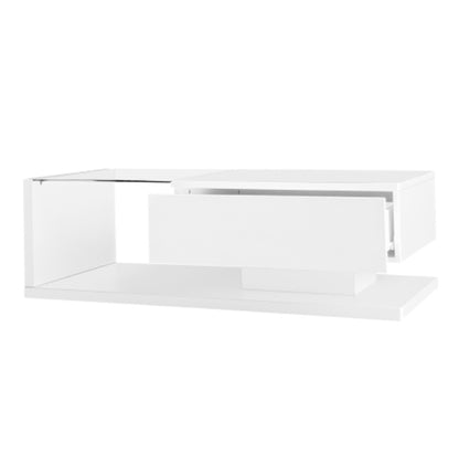 High Gloss White Coffee Table with Glass Top & LED Lighting
