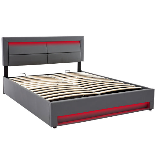 Aura Sync Smart King Bed 5ft – Grey PU with LED, USB & Storage