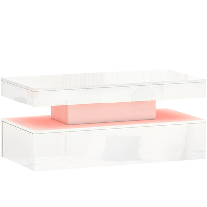 High Gloss White LED Coffee Table with Storage & Drawers