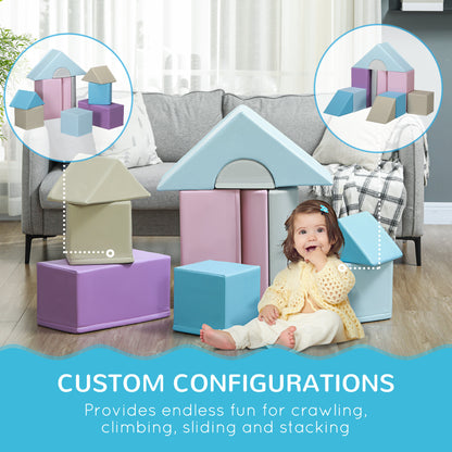11-Piece Kids Soft Play Set, Foam Block, Toys For Climbing, Crawling, Blue