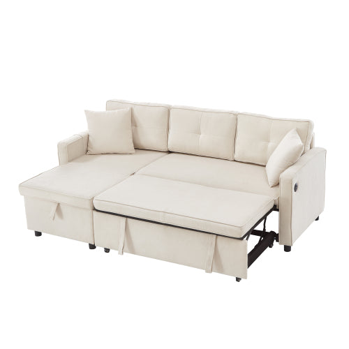 L‑Shaped Pull‑Out Sofa bed with Storage & USB