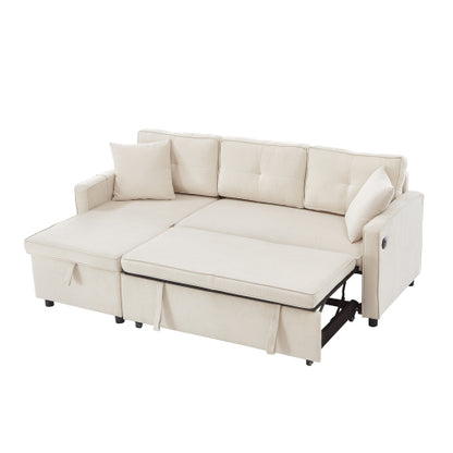 L‑Shaped Pull‑Out Sofa bed with Storage & USB