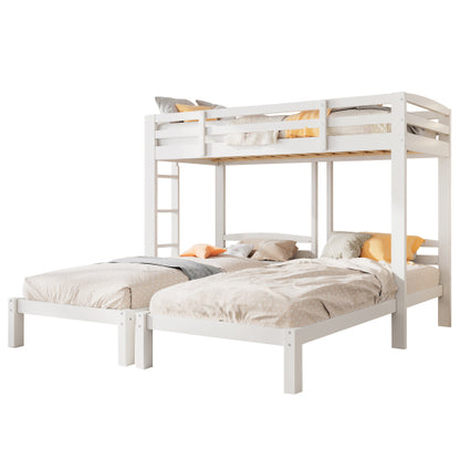 Bunk Bed Triple Sleeper With Side Ladder For Children And Teens 3FT, White 90x190cm,90x200cm  Mattress Not Included