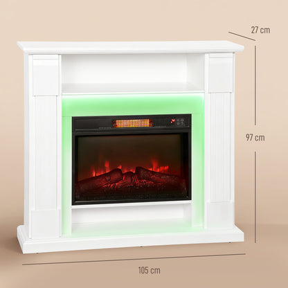 6142 BTU Fireplace And LED Mantel, 17-27°C - White