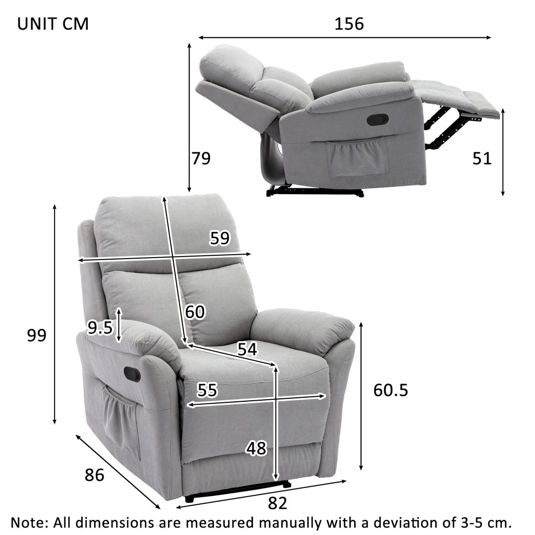 Serenity Comfort Recliner Chair – Adjustable Lift Armchair for Elderly, Grey