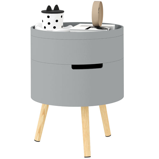 3 Tier Round Coffee Table with Hidden Storage and Detachable Tray – Grey