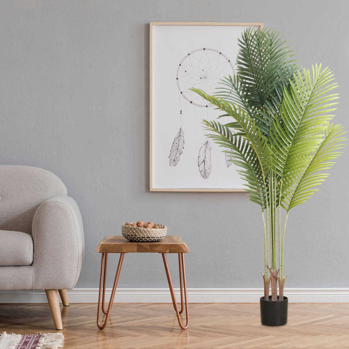 Artificial Palm Tree | Realistic Tall Faux Tropical Plant for Indoor Home Decor, Office & Living Room