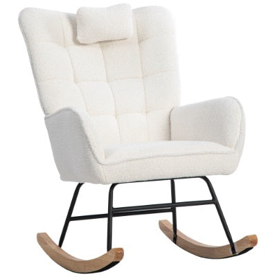 Serenity Glide Rocking Chair – White Fabric
