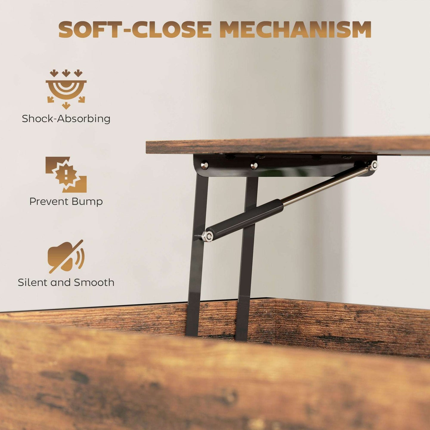 Rustic Brown Lift‑Top Coffee Table with Storage & Metal Frame