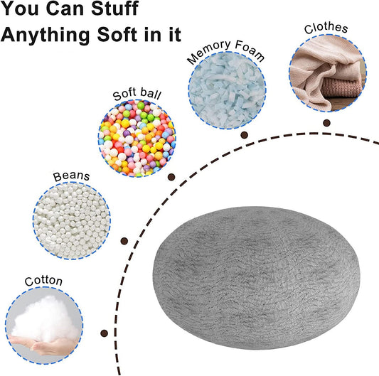 CloudFluff 6ft Giant Bean Bag Cover – Light Grey PV Velvet (Cover Only)