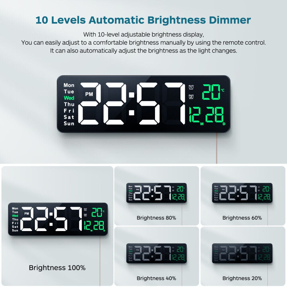 UK 16-inch LED Digital Clock With Battery