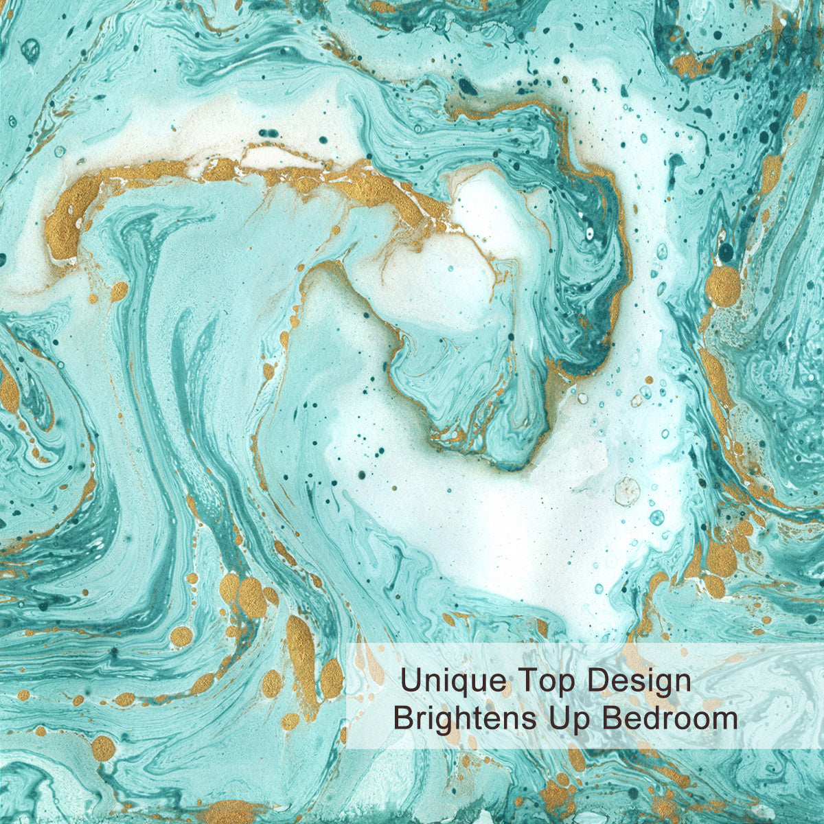 Celestial Mint Marble Duvet Cover Set | Turquoise & Gold Glitter Abstract Print Bedding, 3-Piece Double/Full Size with 2 Pillow Shams