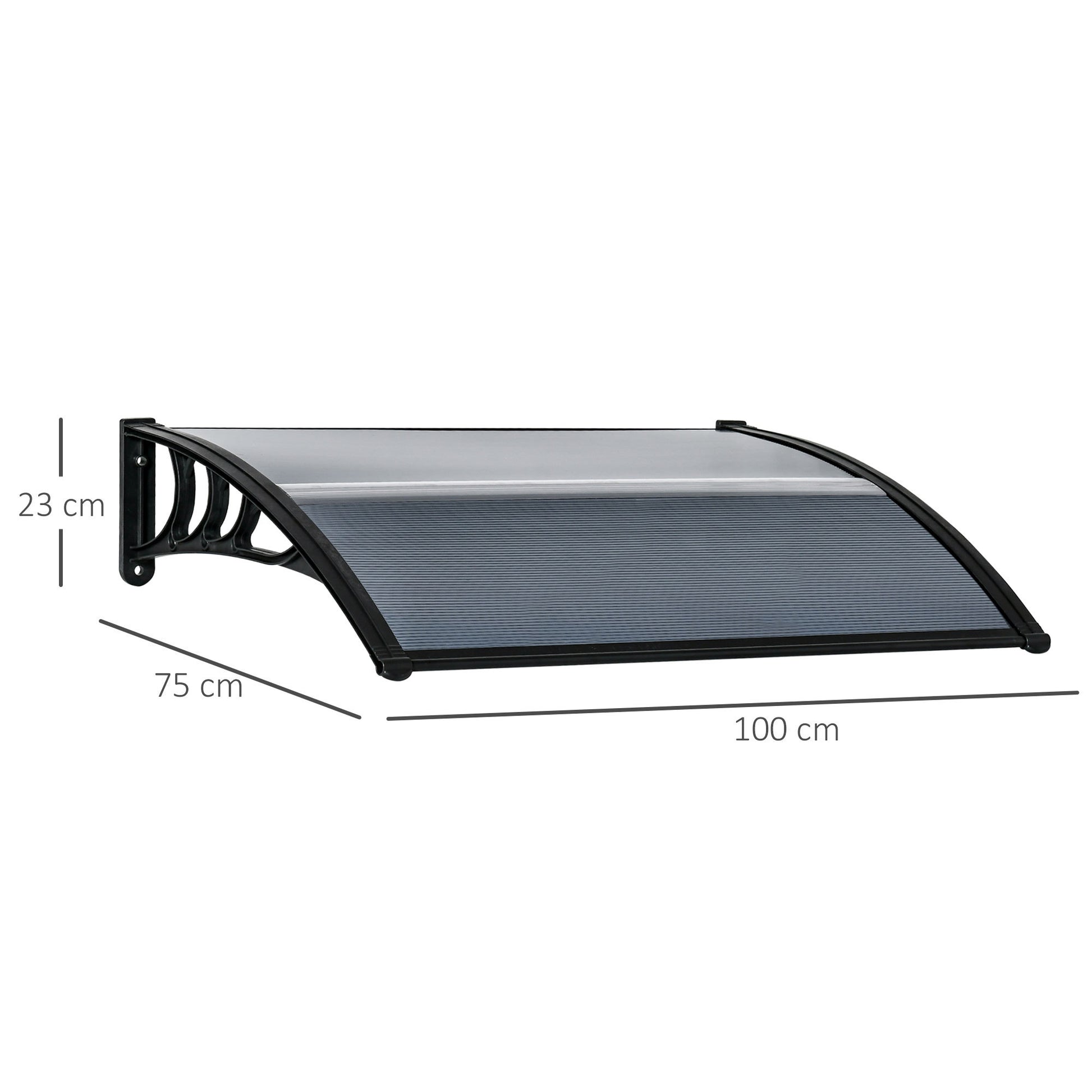 Measurement chart of a sunshade with dimensions on a white background. 24BIZHUB
