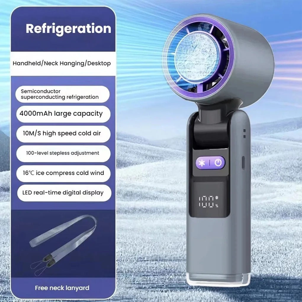 Portable Handheld Turbo Fan, 3600mAh Battery Operated with LED Display. Hand Fan for Indoor Outdoor Purpose. UK- 24BIZHUB