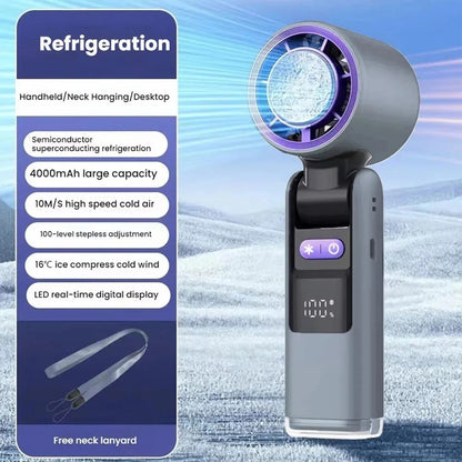 Portable Handheld Turbo Fan, 3600mAh Battery Operated with LED Display. Hand Fan for Indoor Outdoor Purpose. UK- 24BIZHUB